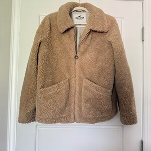 Hollister Tan Teddy Jacket Plush Casual Fit